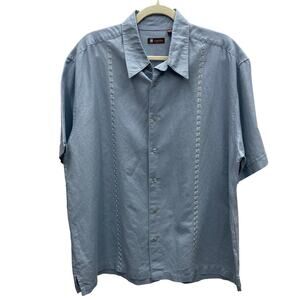 Centro Blue Linen Blend Cuban or Cubavera Style Shirt Men’s Size XL